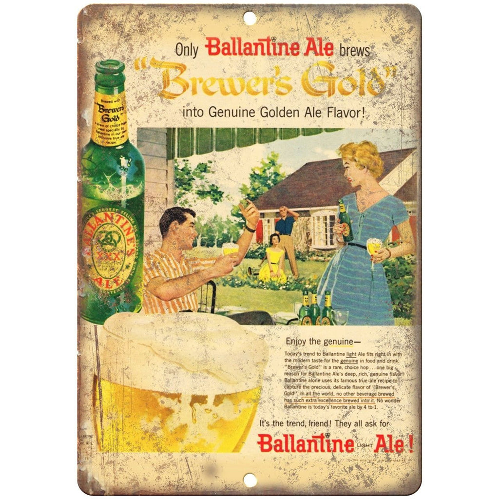 Ballantine Ale Brews Man Cave D√©cor 10" x 7" Reproduction Metal Sign E301