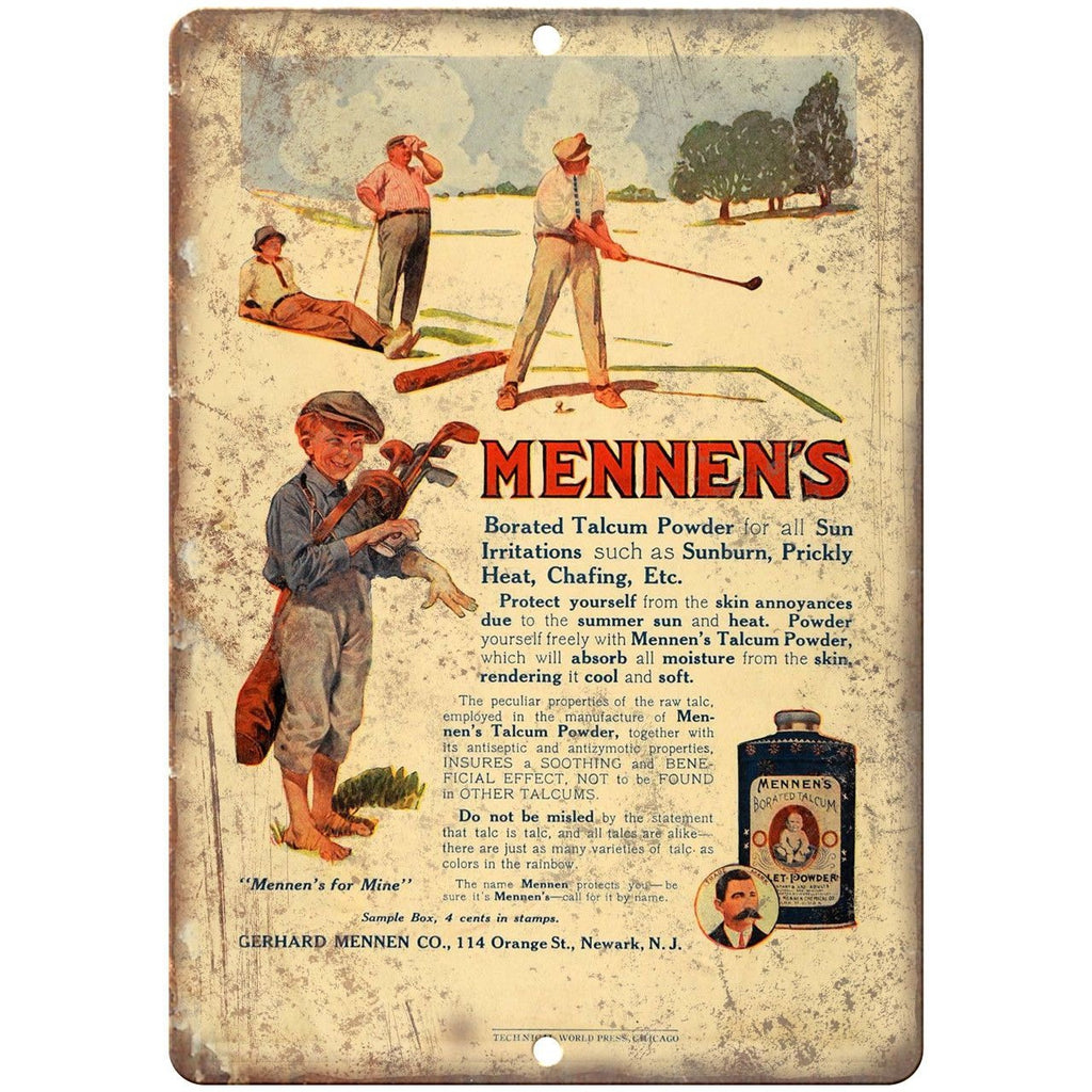 Mennen's Talcum Powder Vintage Ad 10" X 7" Reproduction Metal Sign ZF111