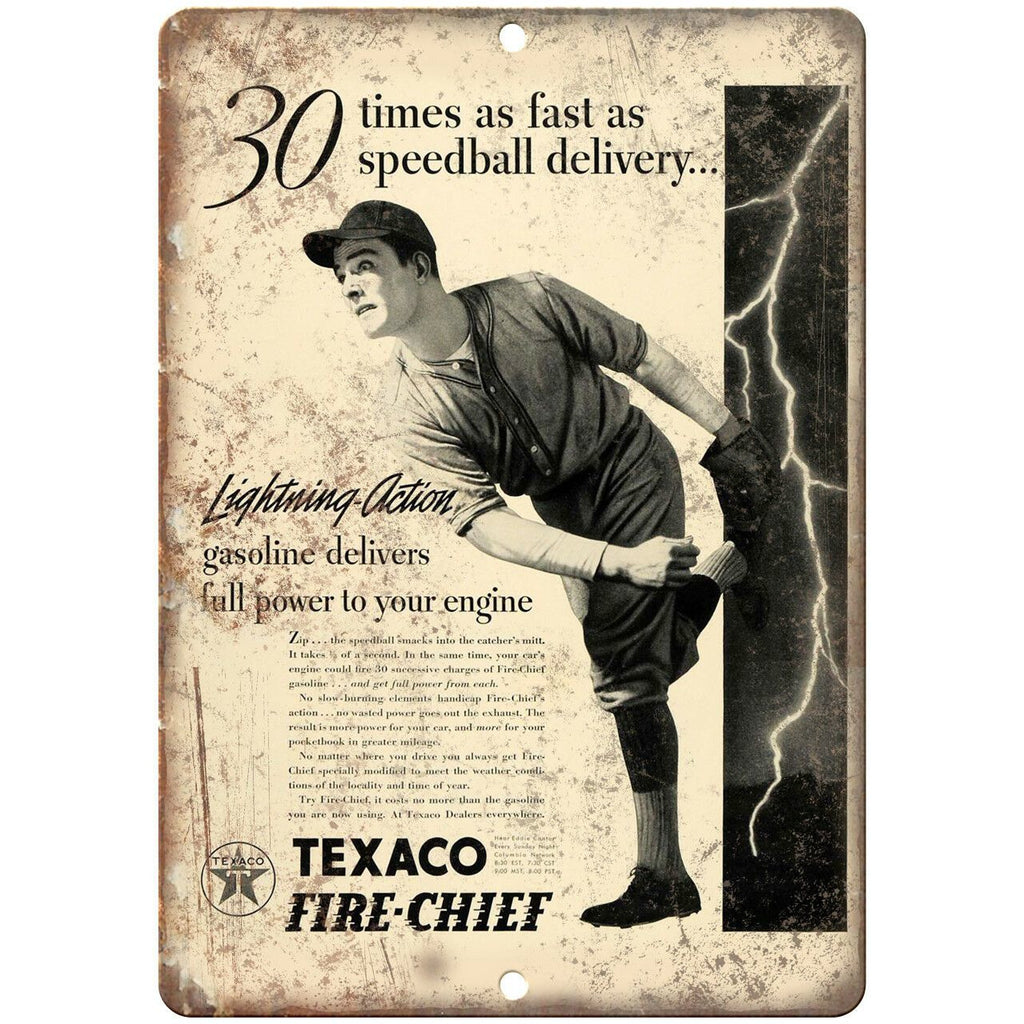 Texaco Fire Chief Motor Oil Vintage Ad 10" X 7" Reproduction Metal Sign A754