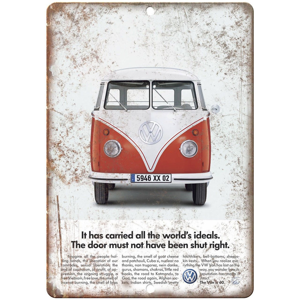 1960 Volkswagen VW Bus Vintage Ad 10" X 7" Reproduction Metal Sign A62