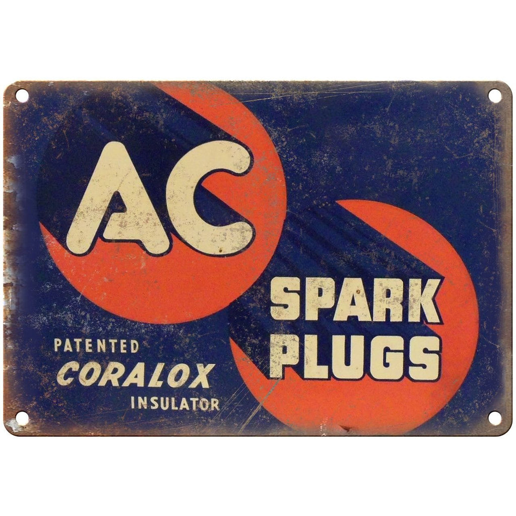 Porcelain Look AC Spark Plugs Coralox Insulator 10" x 7" Reproduction Metal Sign