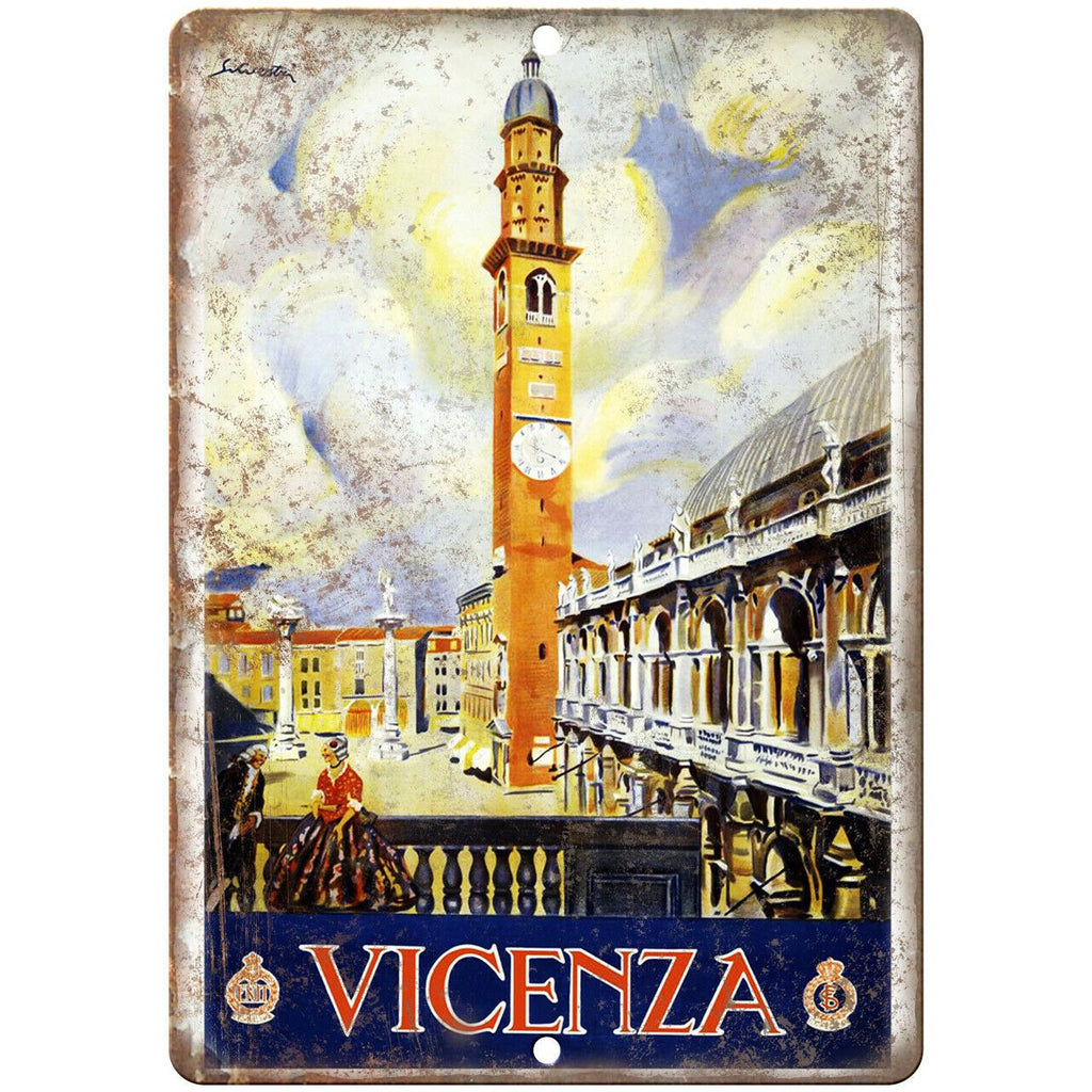Vicenza Vintage Travel Poster Art 10" x 7" Reproduction Metal Sign T23