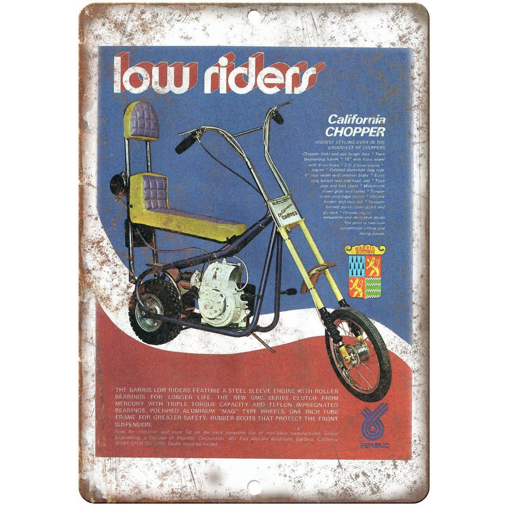 California Chopper Mini Bike Ad 10" x 7" Reproduction Metal Sign A471