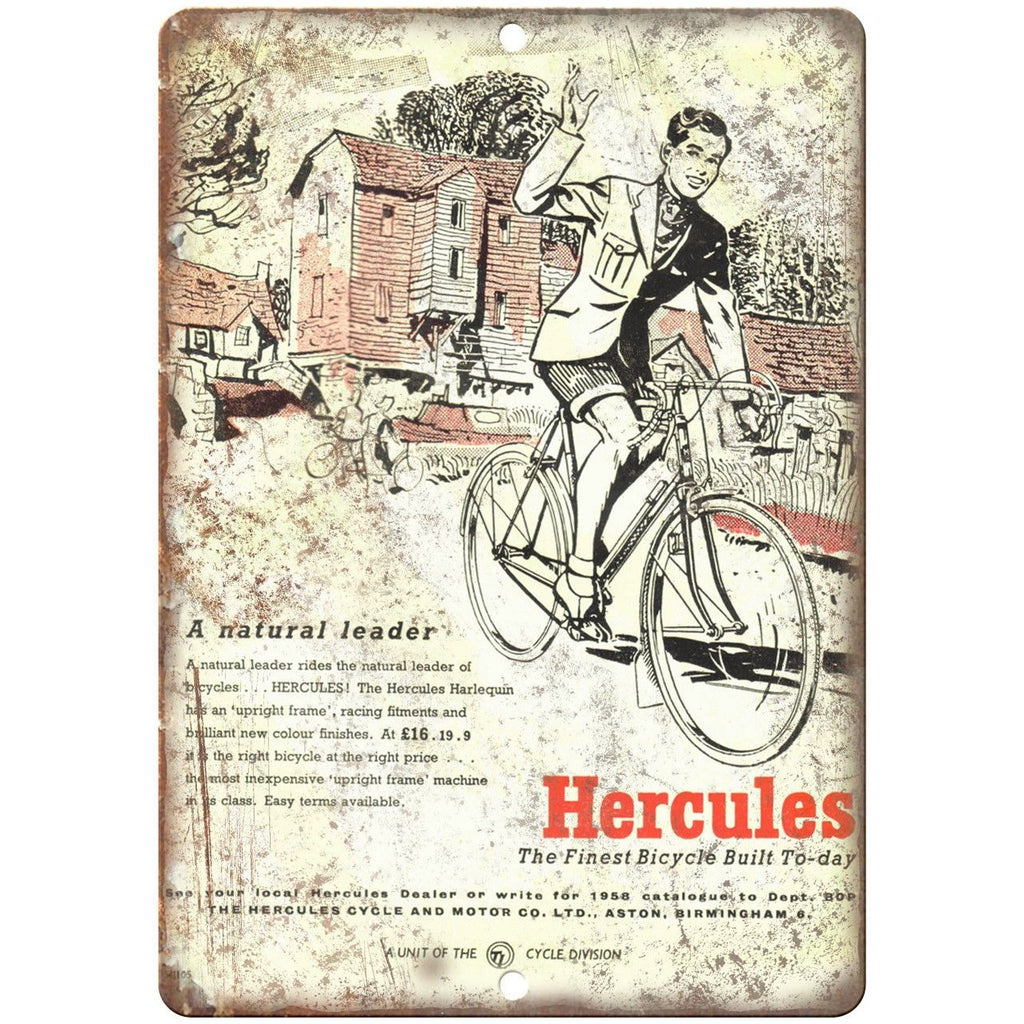 Hercules Harlequin Vintage Bicycle Ad 10" x 7" Reproduction Metal Sign B214