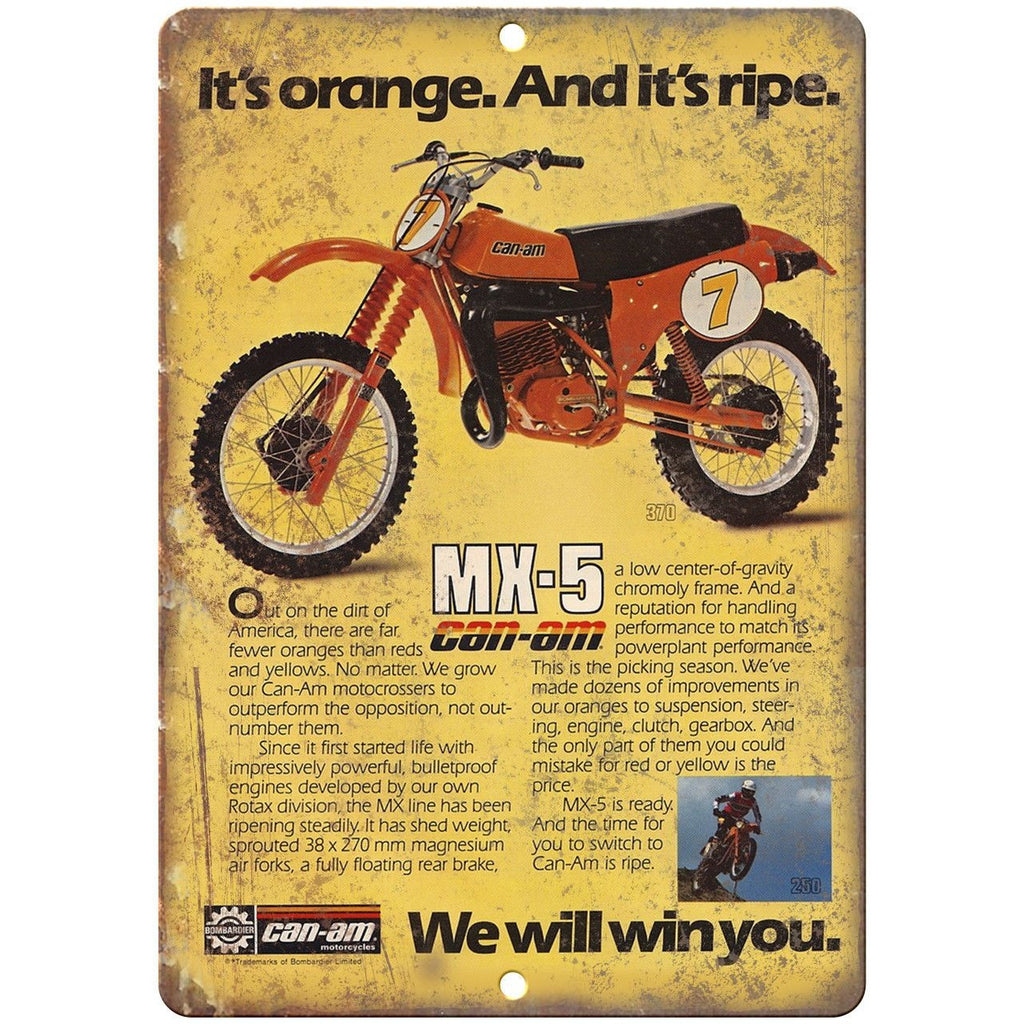 Can-Am MX-5 Dirt Bike Motocross Ad 10" x 7" Reproduction Metal Sign A383
