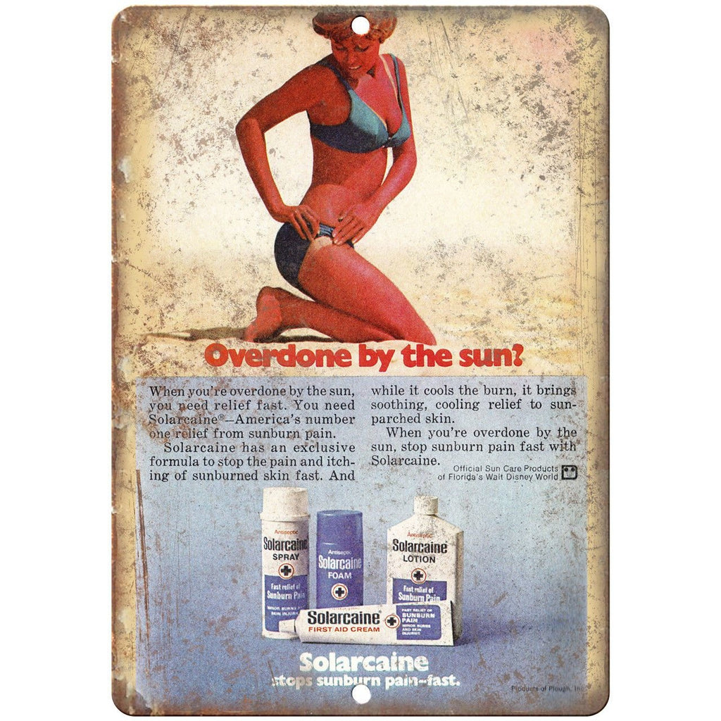 Solarcaine Sunburn Lotion Vintage Ad 9" x 12" Reproduction Metal Sign ZF80