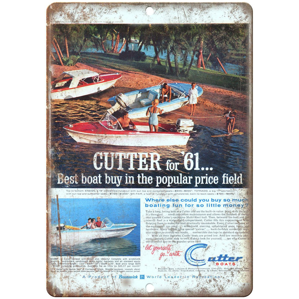 61 Cutter Boat Vintage Ad 10" x 7" Reproduction Metal Sign L55