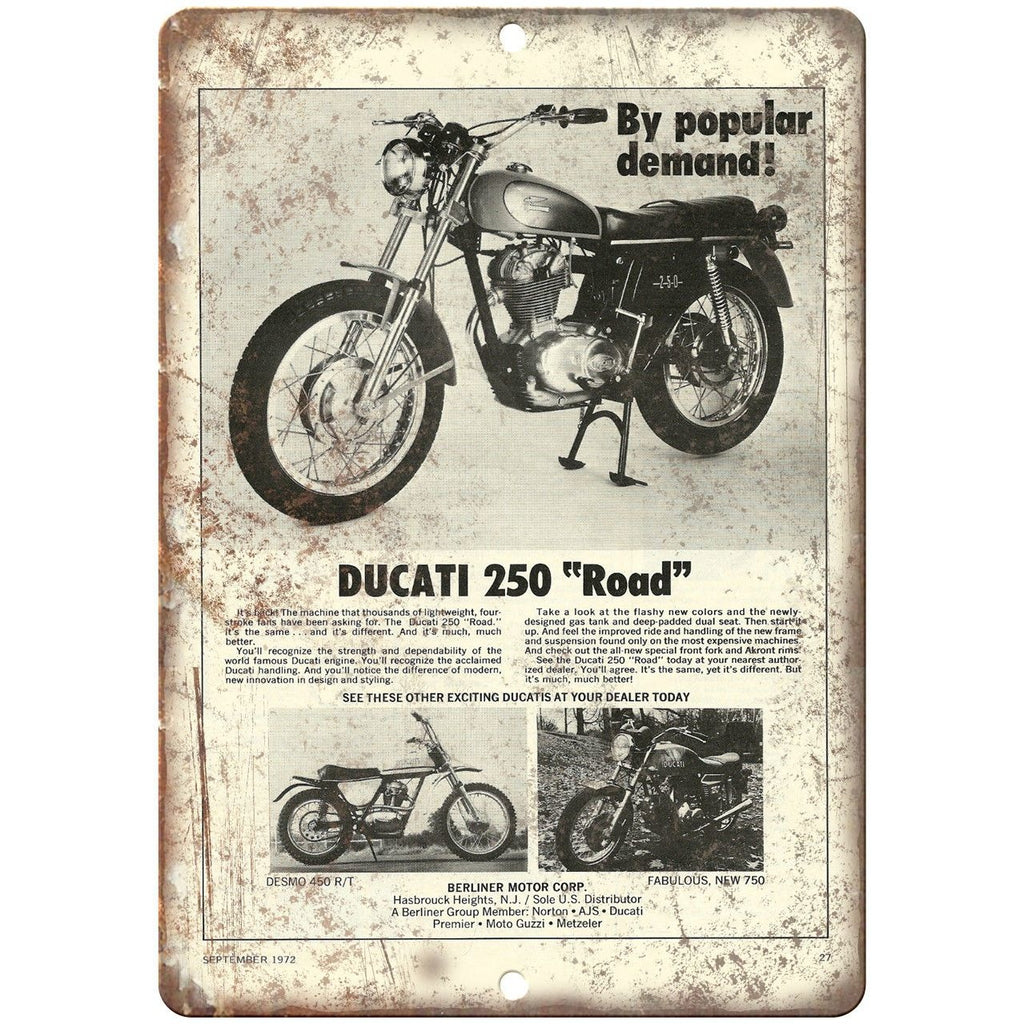 Ducati 250 Road Motorcycle Magazine Ad 10" X 7" Reproduction Metal Sign F27