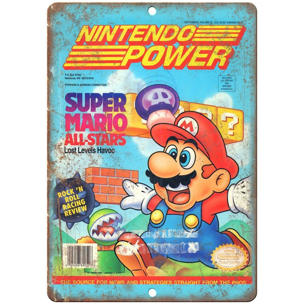 Nintendo Power Super Mario All-Stars Cover 10" X 7" Reproduction Metal Sign G22