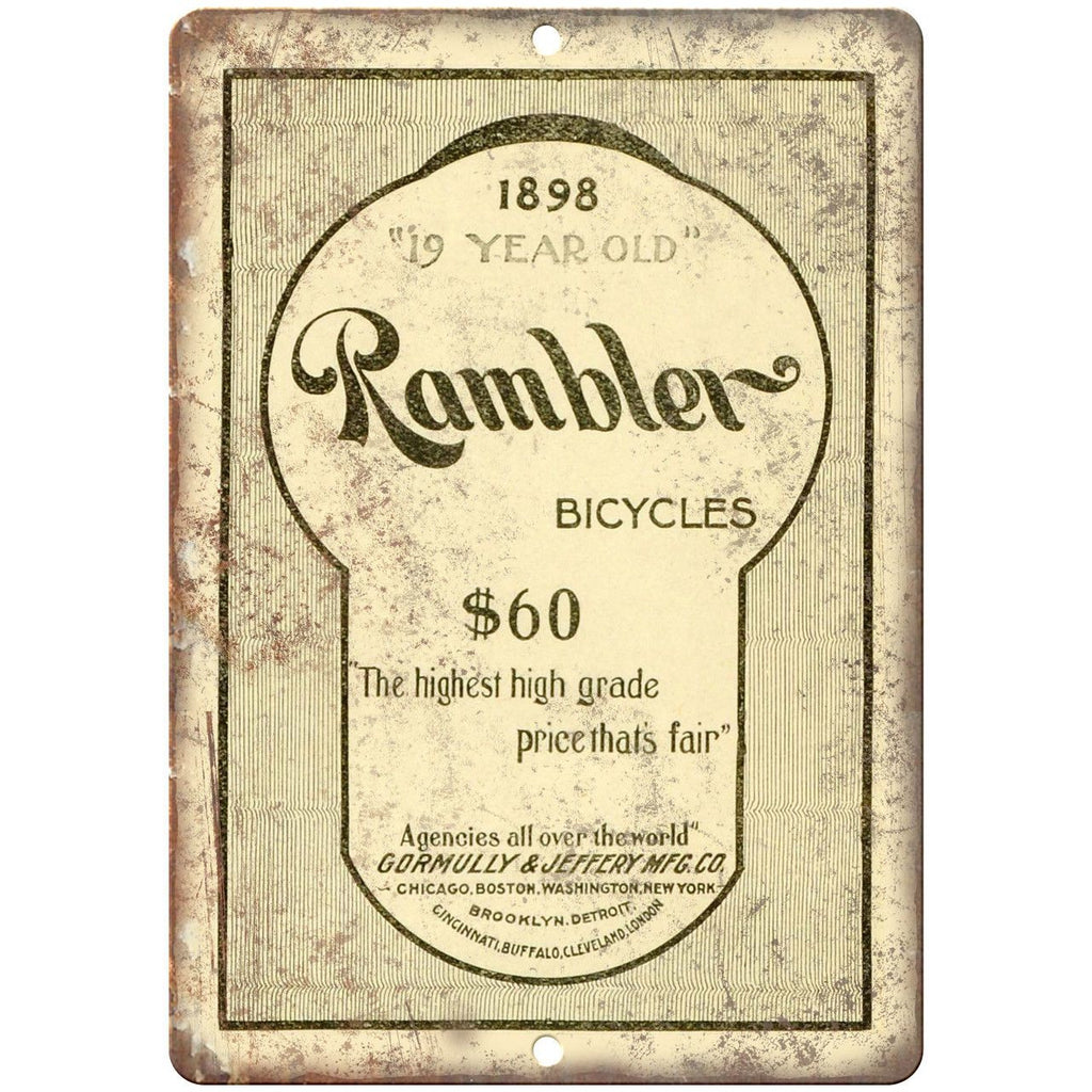 Rambler Bicycles Vintage Art Ad 10" x 7" Reproduction Metal Sign B399