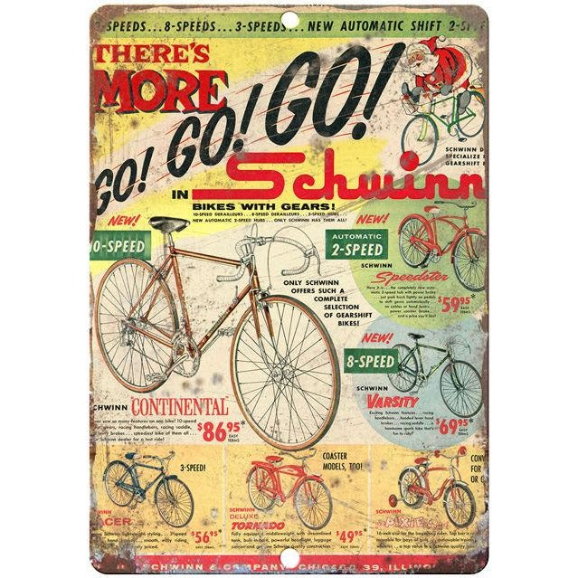 1960 Schwinn vintage advertising 10" x 7" reproduction metal sign
