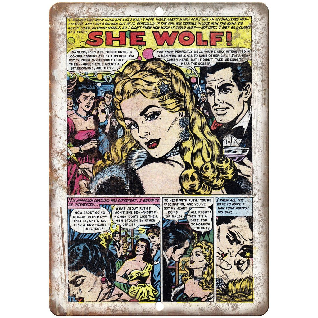 Ace Comics She Wolf Vintage Comic Strip 10" X 7" Reproduction Metal Sign J399