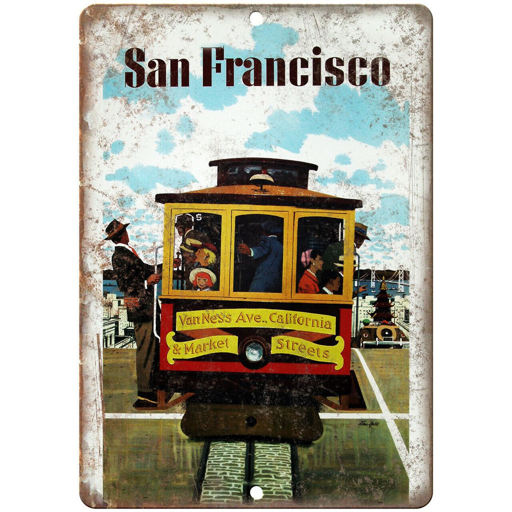 San Francisco Travel Poster Art 10" x 7" Reproduction Metal Sign T89