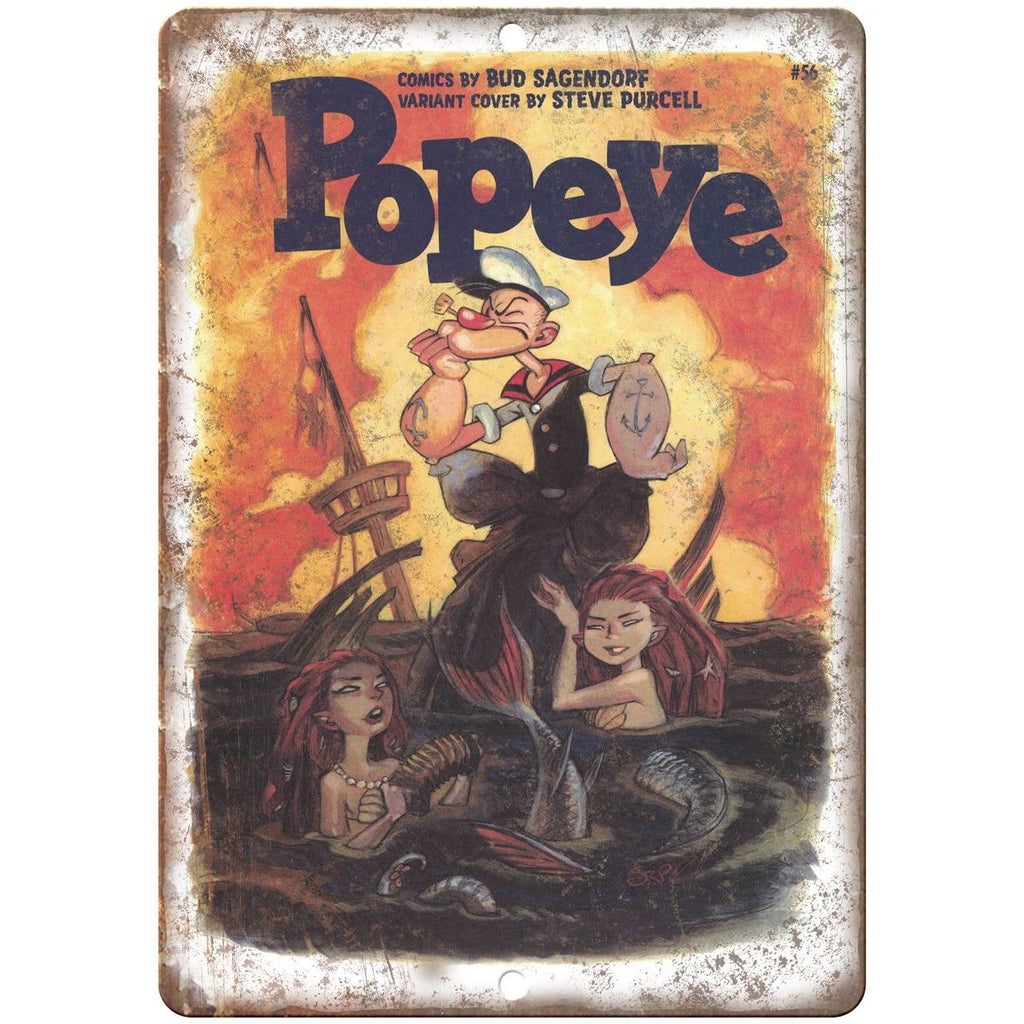 Popeye The Sailor Comic Vintage Cover Art 10" X 7" Reproduction Metal Sign J221