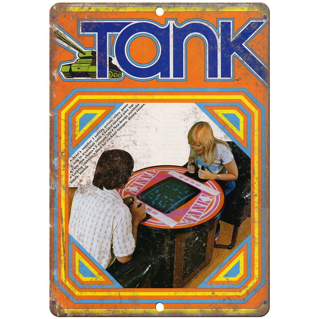 Tank arcade game 10" x 7" reproduction metal sign