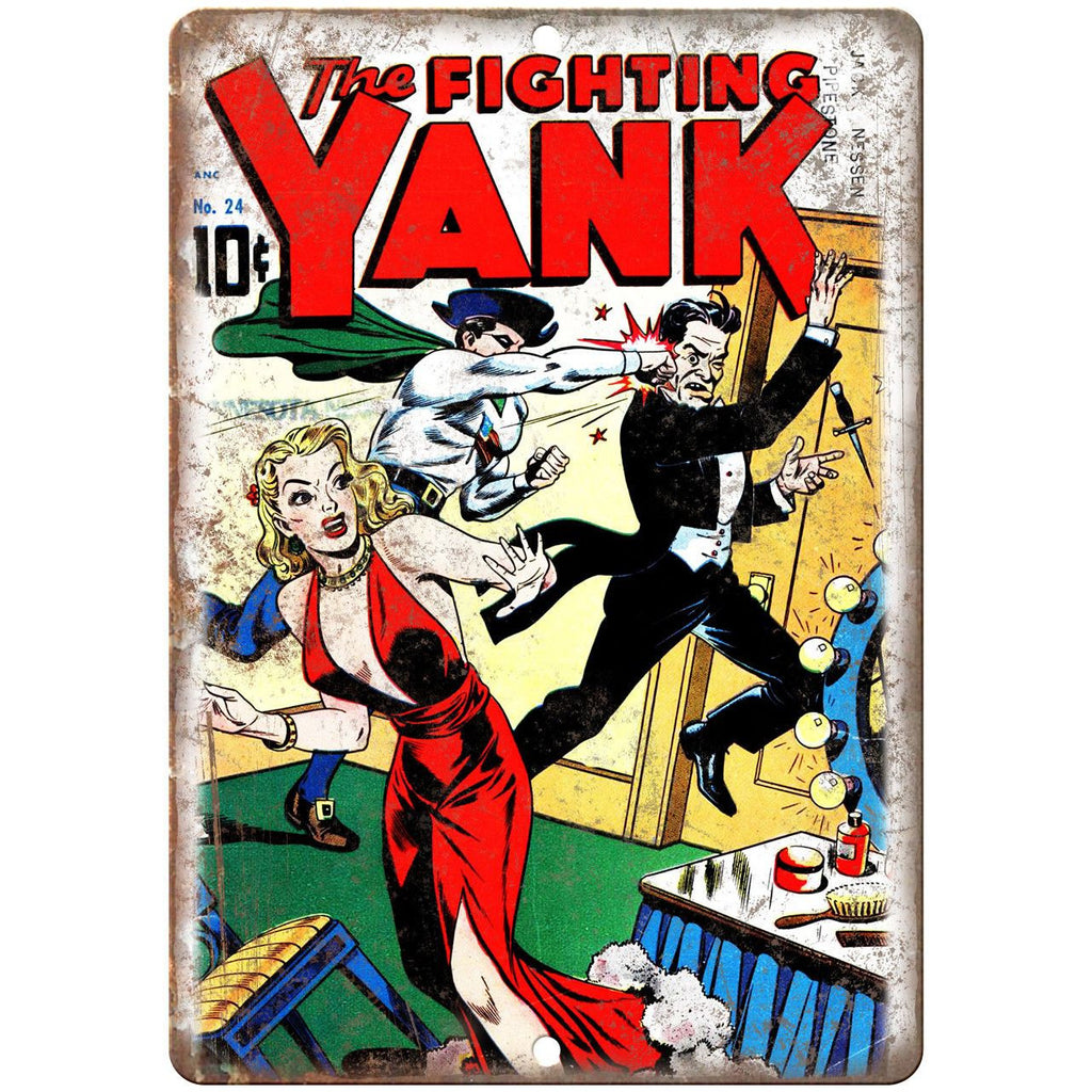 The Fighting Yank No 24 Comic Book Cover 10" x 7" Reproduction Metal Sign J597