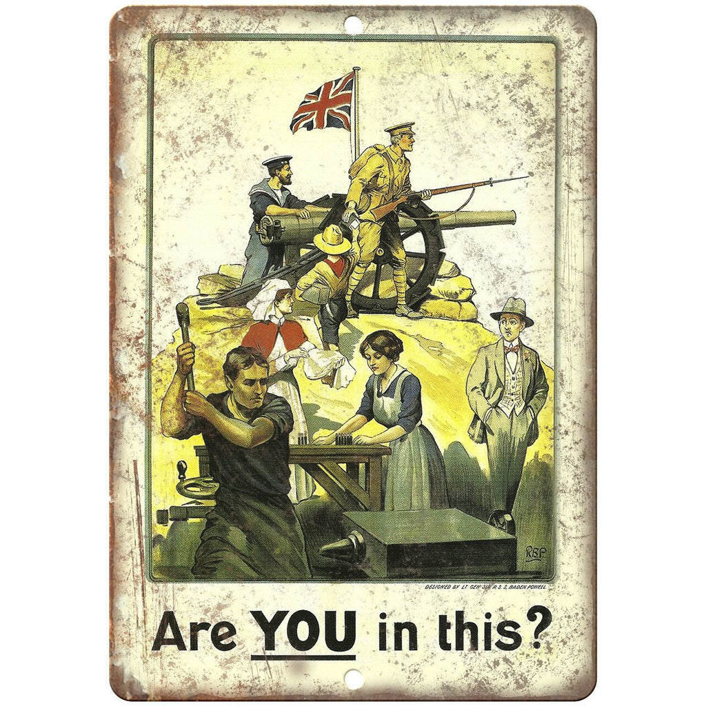 Are You In This? Vintage War Poster Art 10" x 7" Reproduction Metal Sign M61