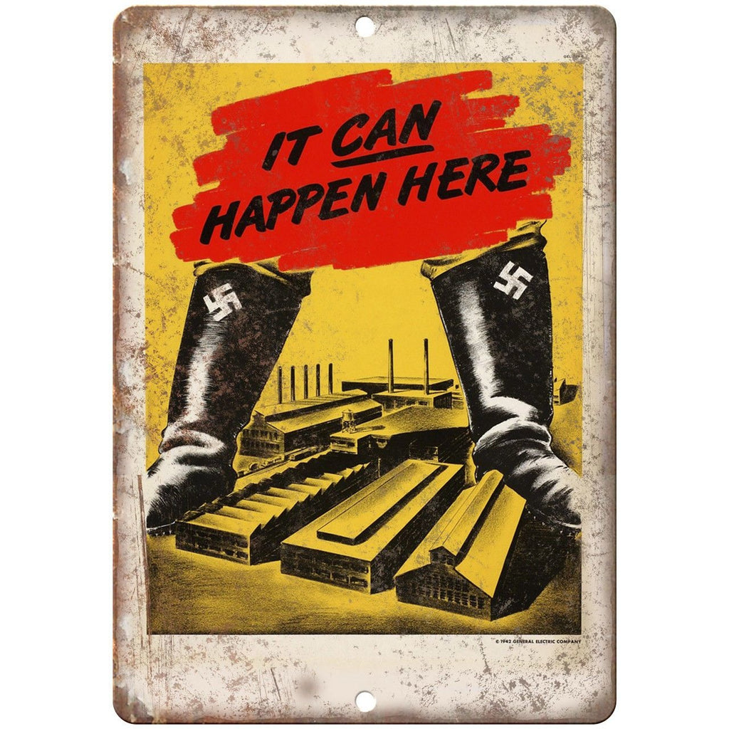Nazi It Can Happen Here Propoganda Poster 10" x 7" Reproduction Metal Sign M56