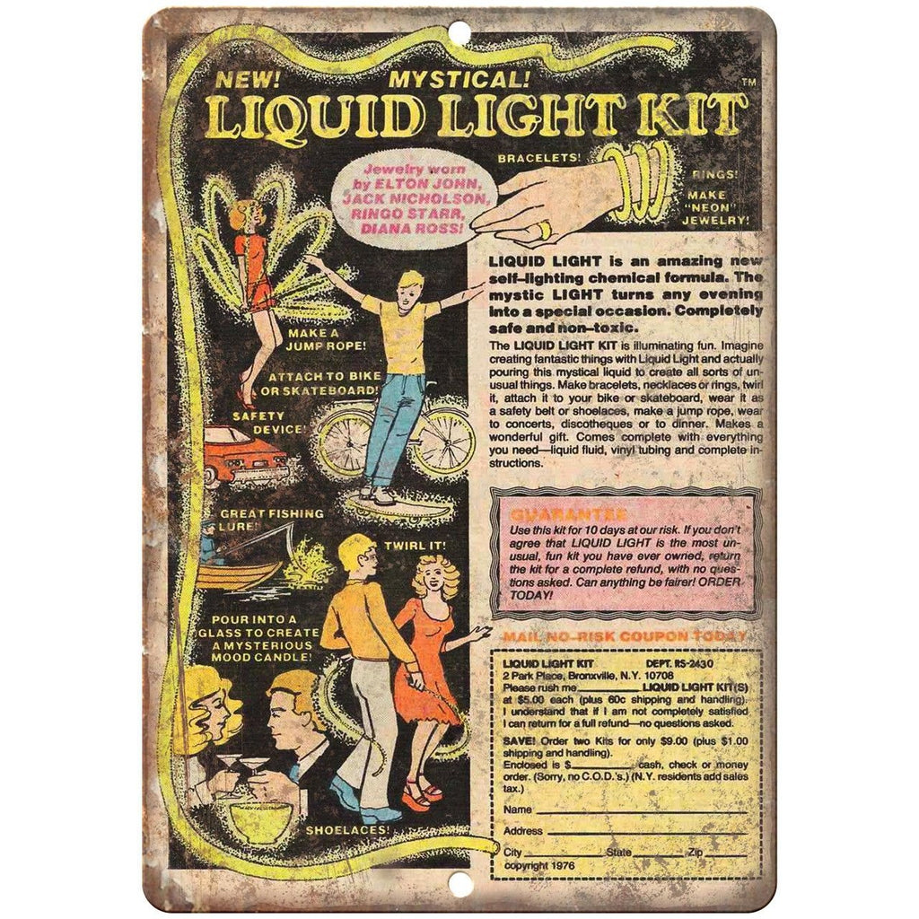 Liquid Light Kit Bracelet Elton John Comic 10" X 7" Reproduction Metal Sign J133