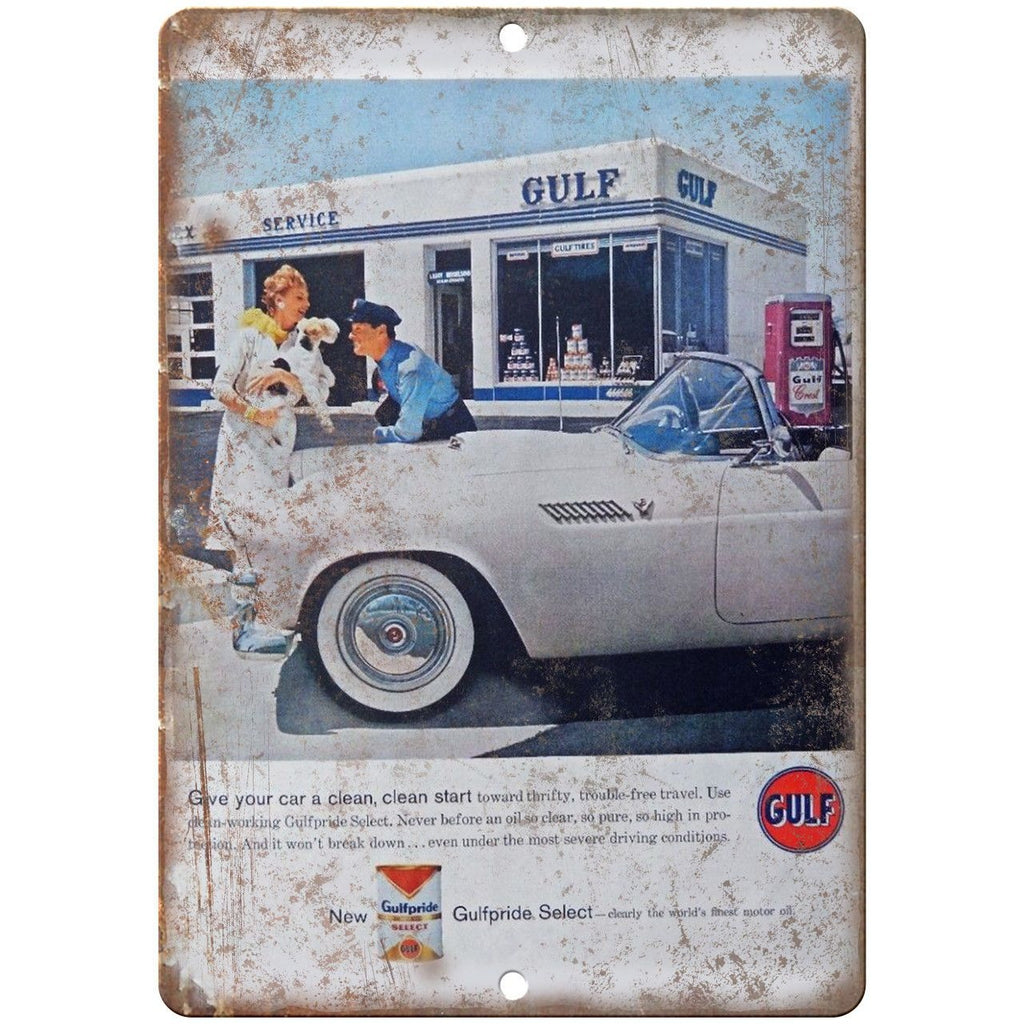 Gulf Motor Oil Gulfpride Select Retro Look 10" x 7" Reproduction Metal Sign A04
