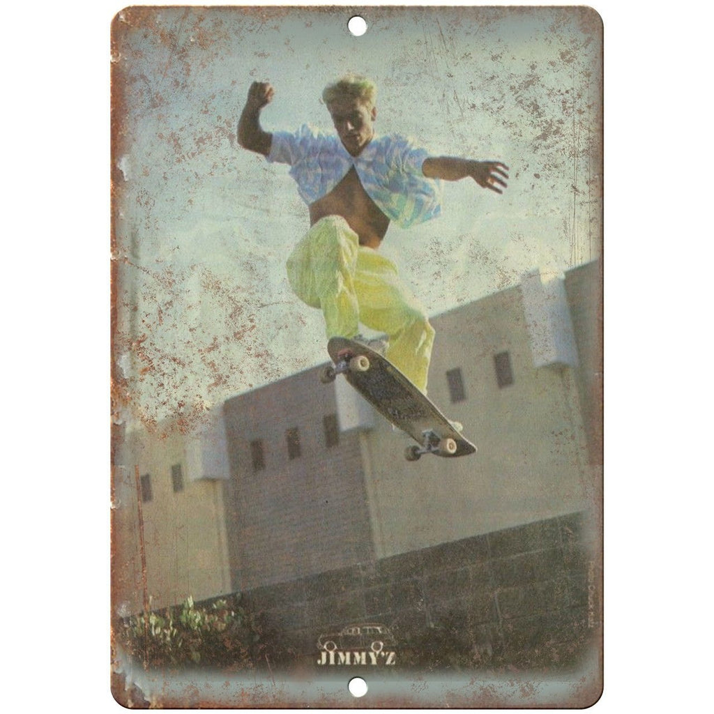 Jimmy'z Vintage Skateboard Ad Ollie 10" x 7" Reproduction Metal Sign