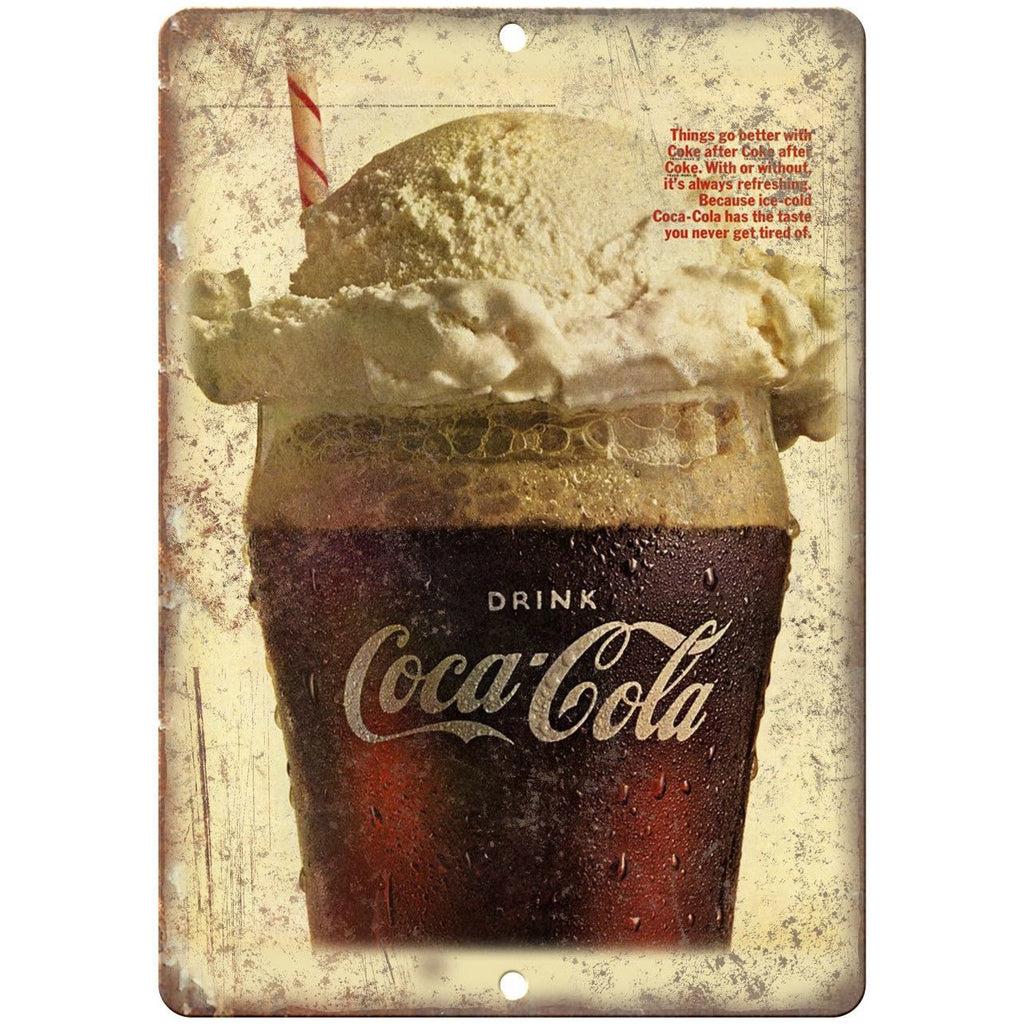 Coca-Cola Ice Cream Float Vintage Ad 10" x 7" Reproduction Metal Sign N20