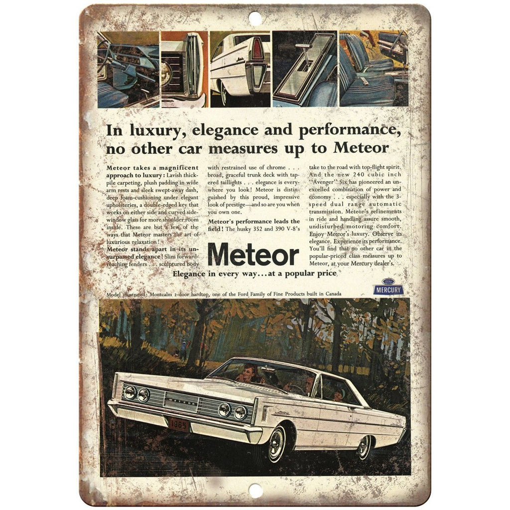 Mercury Meteor Vintage Automobile Ad 10" x 7" Reproduction Metal Sign A311
