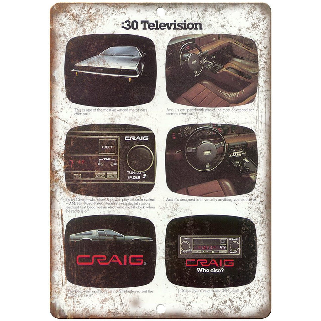 AMC DeLorean Craig Powerplay R3 Stereo Ad - 10" x 7" Retro Look Metal Sign