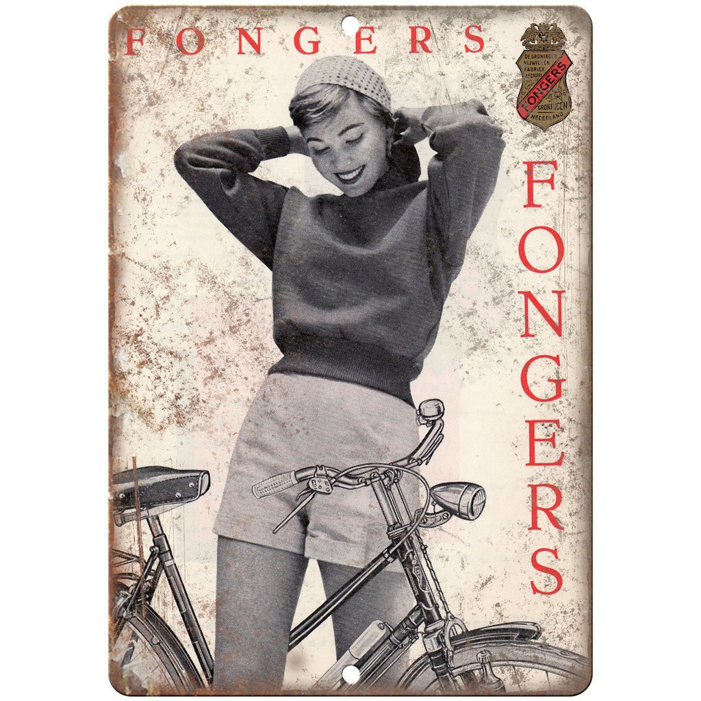 Fongers Bicycle Ad Nederland 10" x 7" Reproduction Metal Sign B196
