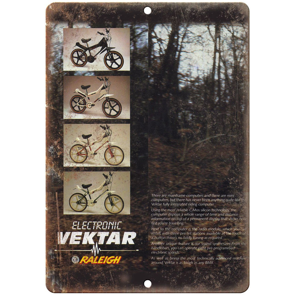 Raleigh Vektar BMX Racing Retro Bicycle Ad 10" x 7" Reproduction Metal Sign B498