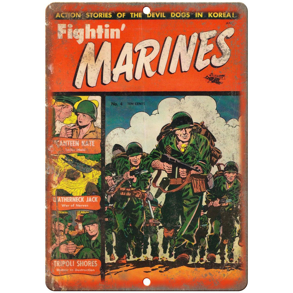 Fightin' Marines No 4 Comic Book Cover Ad 10" x 7" Reproduction Metal Sign J699
