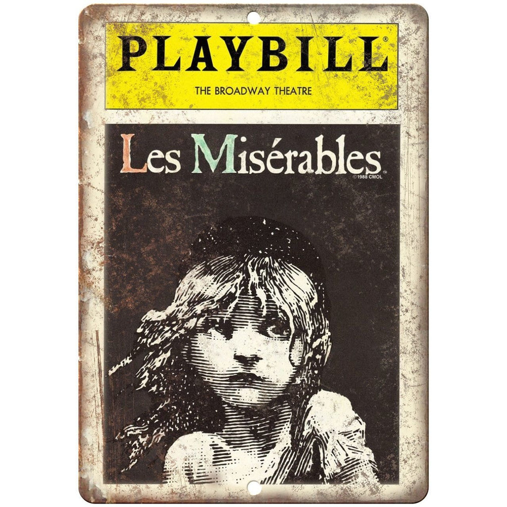 Playbill Broadway Theatre Les Miserables 10" X 7" Reproduction Metal Sign ZH158