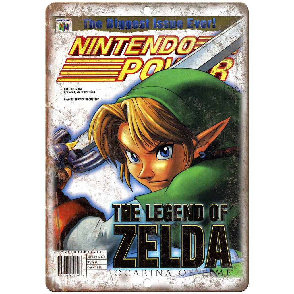 Nintendo Power Legend of Zelda Ocarina Time 10" X 7" Reproduction Metal Sign G39