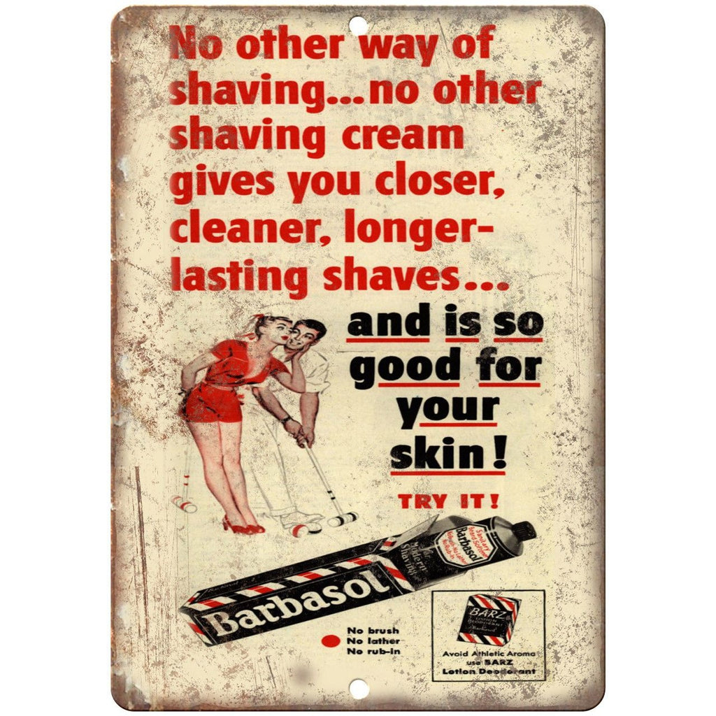 Barbasol Shaving Cream Vintgage Ad 10" X 7" Reproduction Metal Sign ZF82