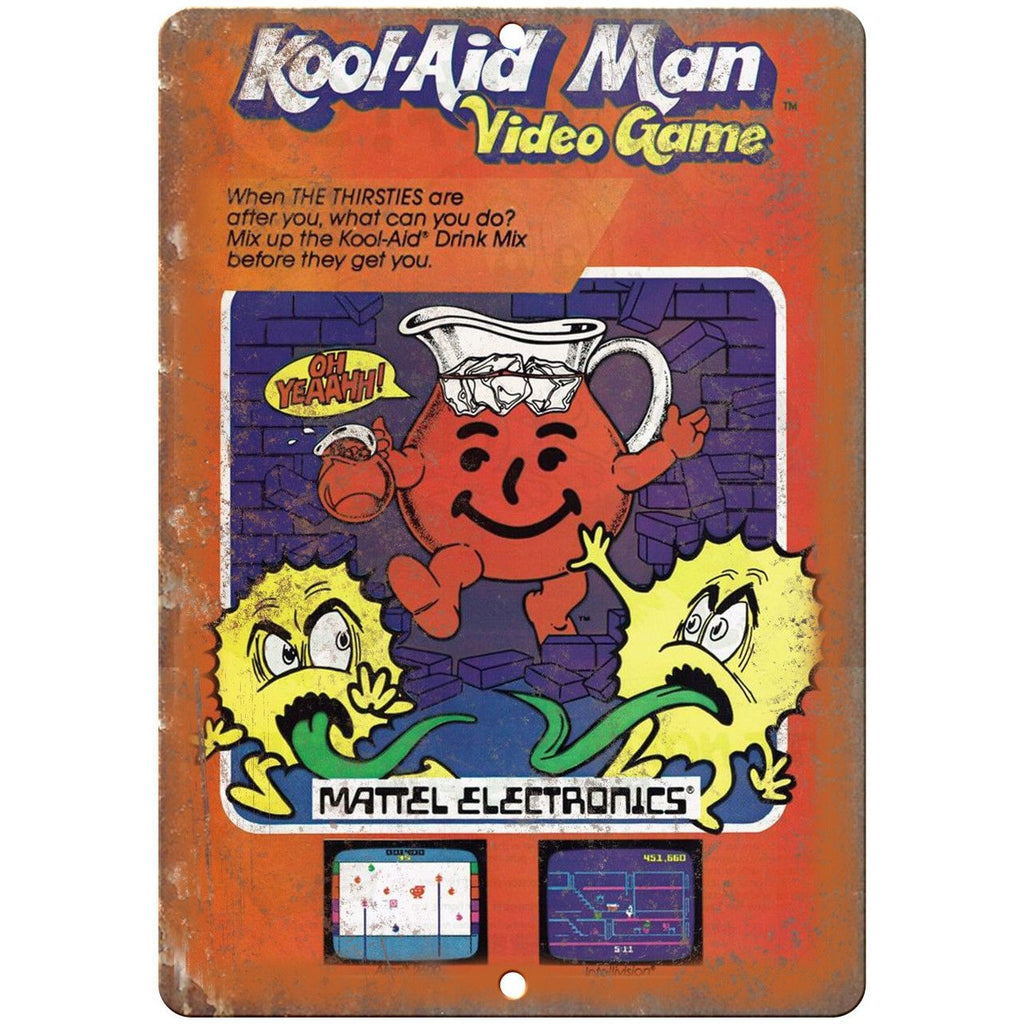 Kool-Aid Man Video Game Mattel Electronics 9" x 12" Reproduction Metal Sign G101