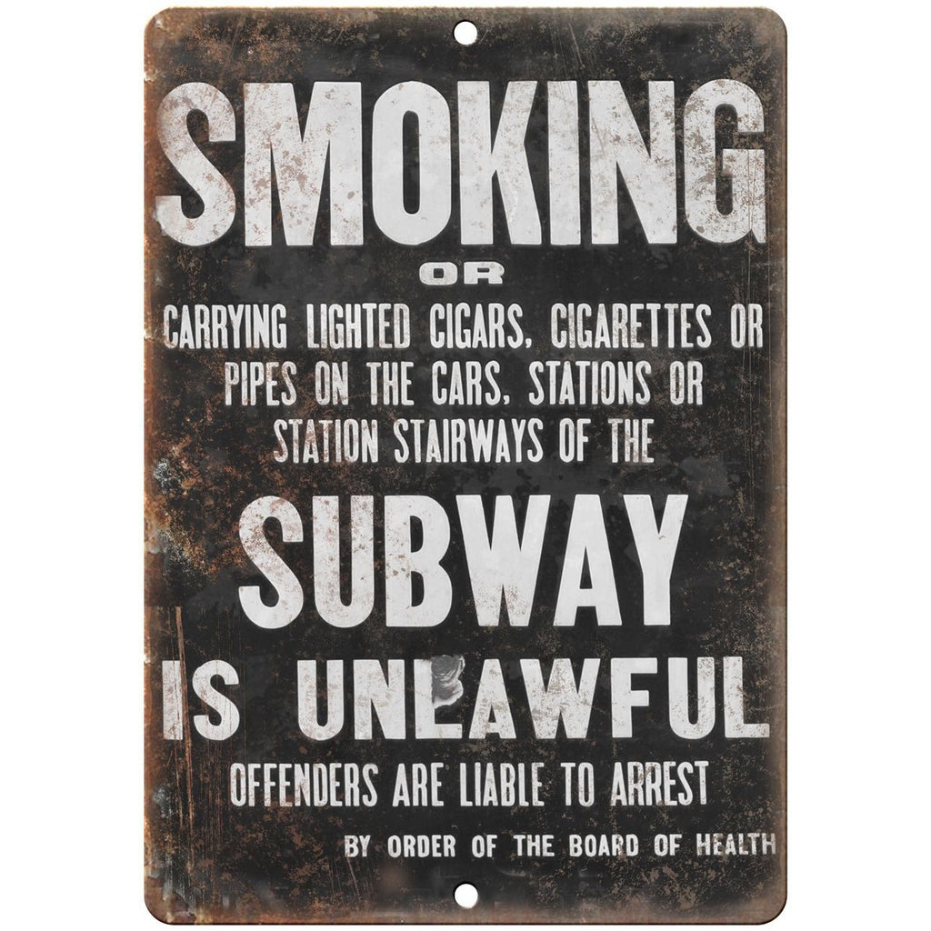 No Smoking in the New York Subway 10" x 7" Reproduction Metal Sign