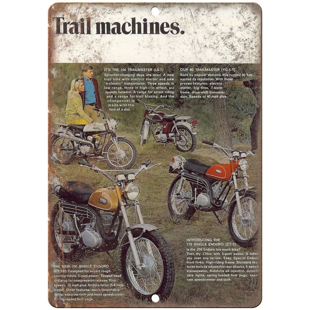 Trail Machines Trailmaster Motorcycle Ad 10" x 7" Reproduction Metal Sign A365