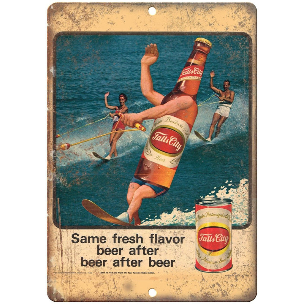 Galls City Beer Water Ski Vintage Breweriana Ad Reproduction Metal Sign E62