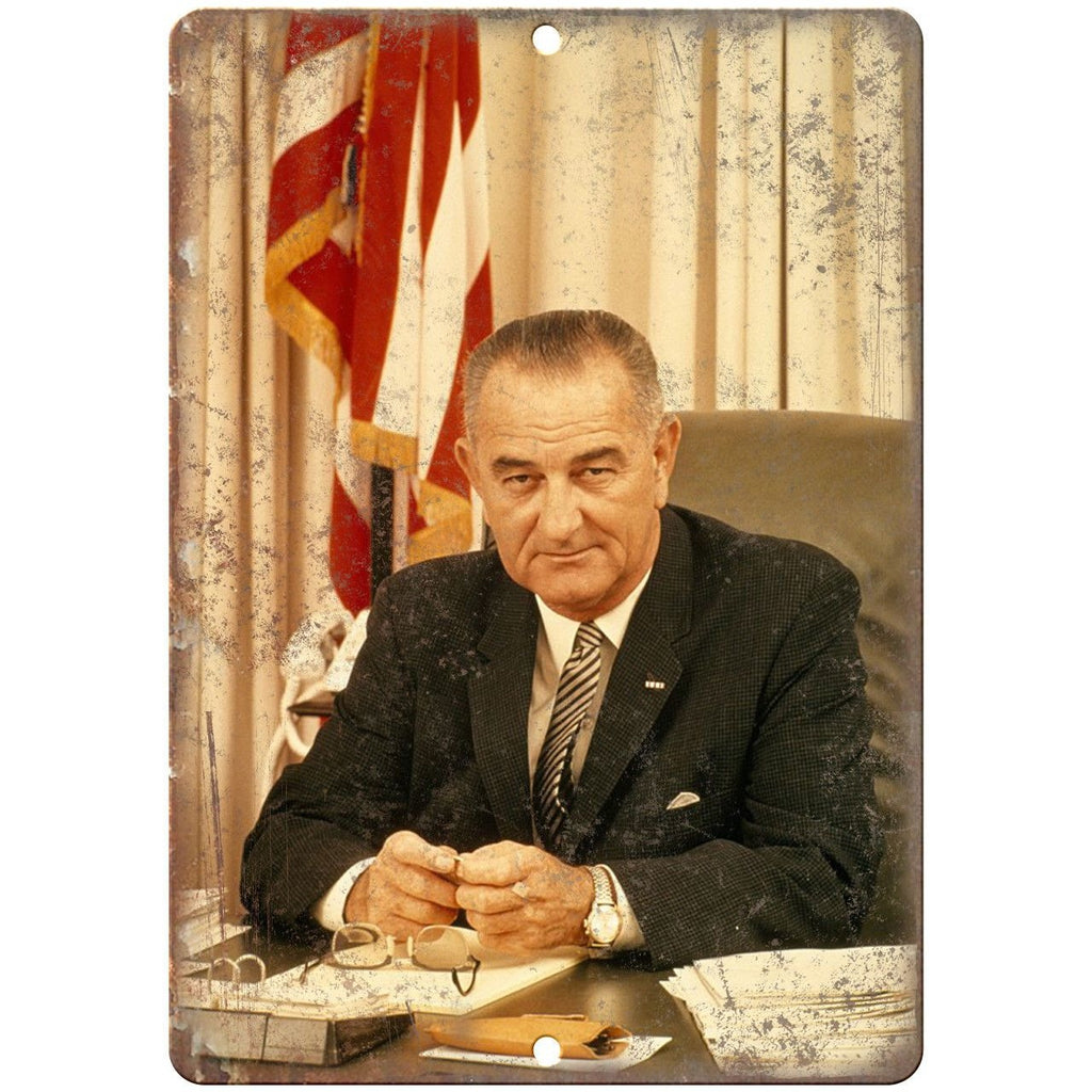 Lyndon B. Johnson White House Portrait RARE 10"X7" Reproduction Metal Sign ZC15