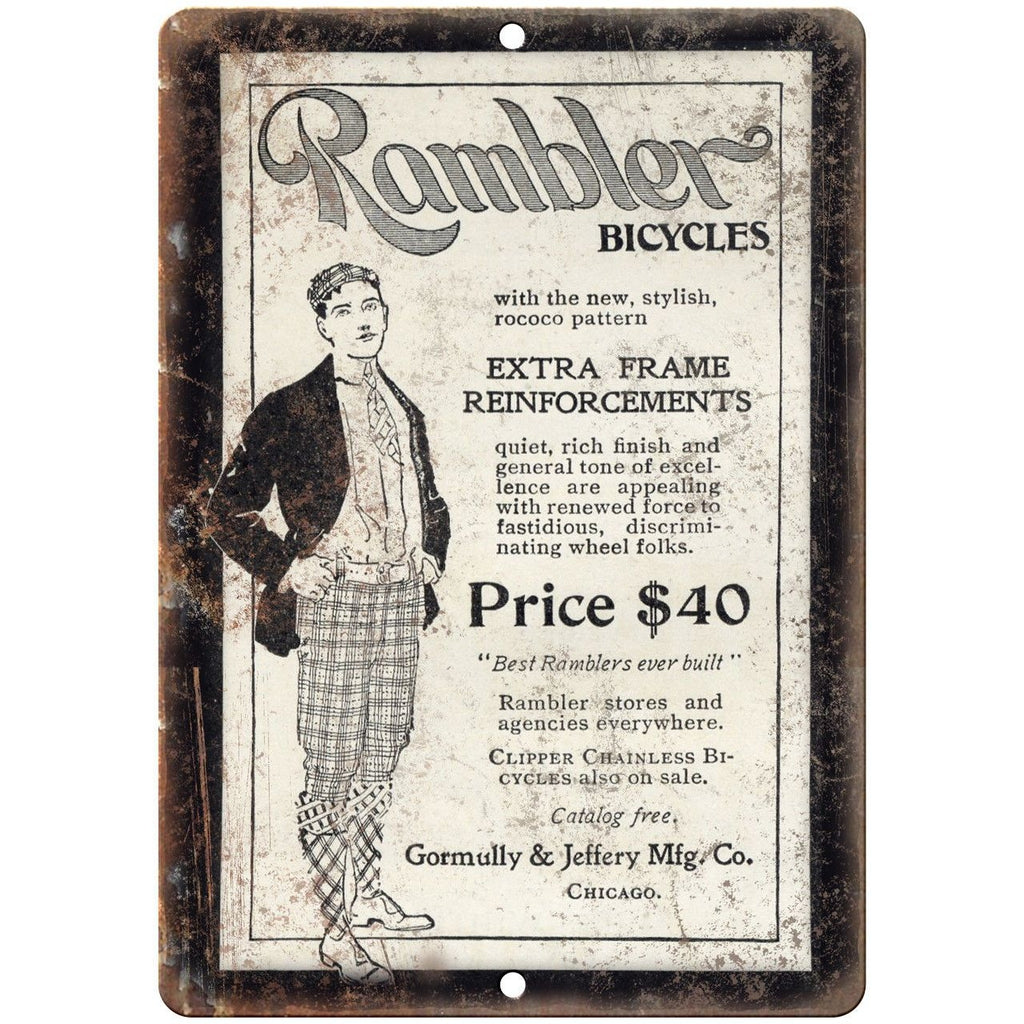 Rambler Bicycles Chicago Vintage Ad 10" x 7" Reproduction Metal Sign B292