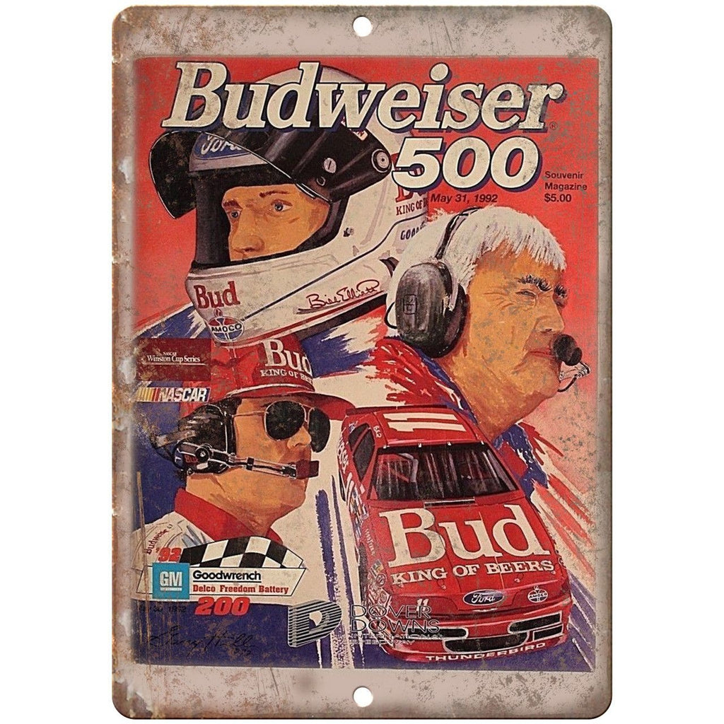 1992 Budweiser 500 Program Cover 10" X 7" Reproduction Metal Sign A568