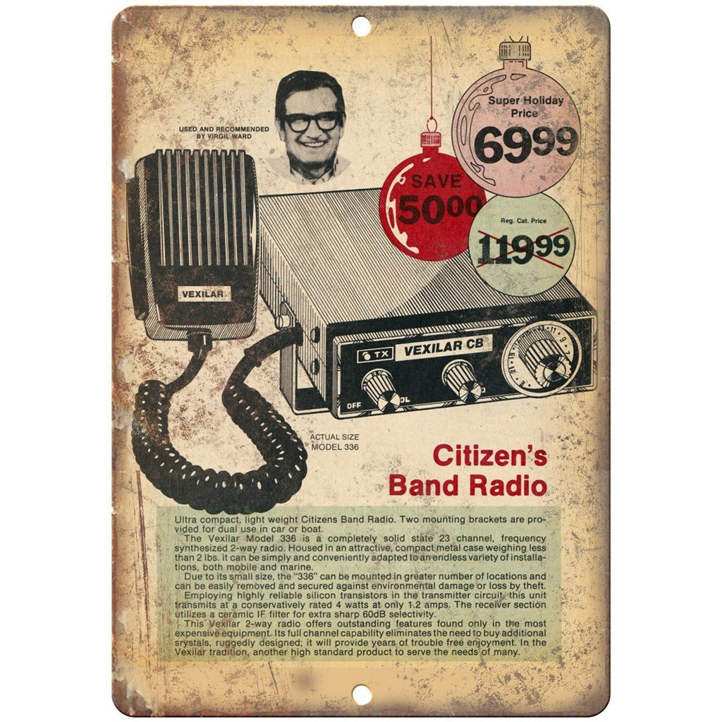 Citizen Band Radio CB Vexilar Vintage Ad 10" x 7" Reproduction Metal Sign