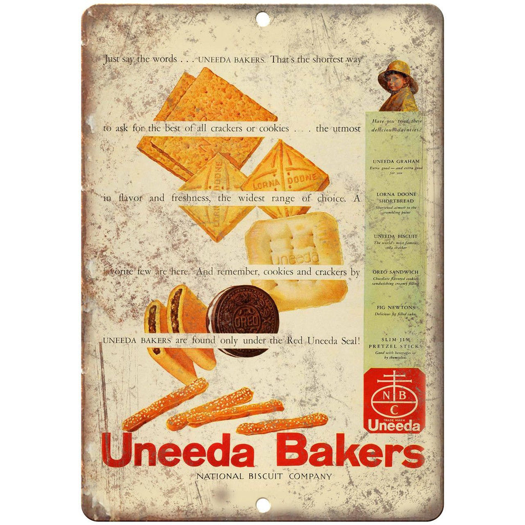 Uneeda Bakers National Biscut Ad 10" X 7" Reproduction Metal Sign N308