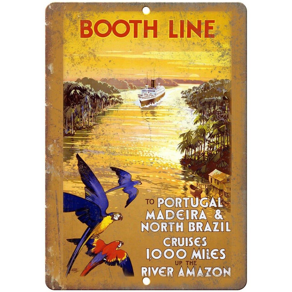Booth Line Portugal Brazil Travel Poster 10" x 7" Reproduction Metal Sign T52