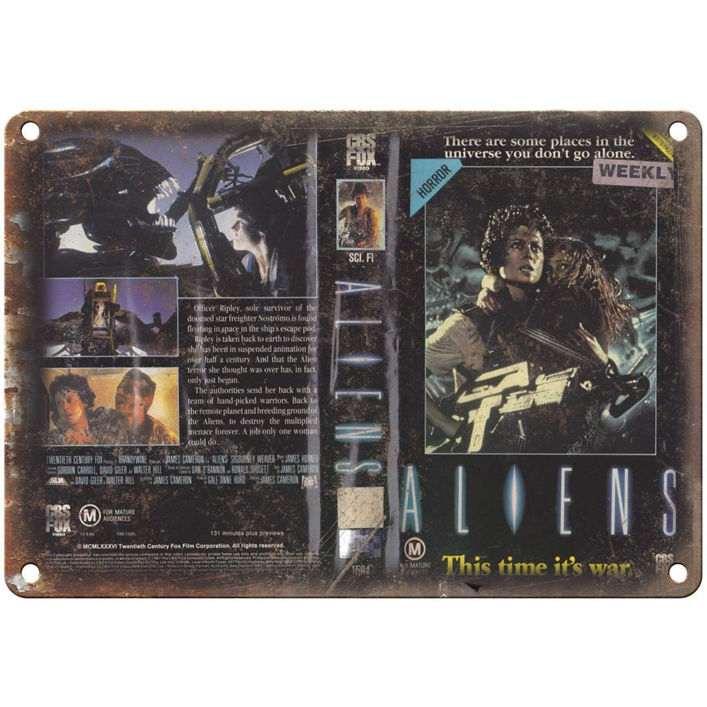 Aliens CBS Fox Video VHS Box Art 10" X 7" Reproduction Metal Sign V03