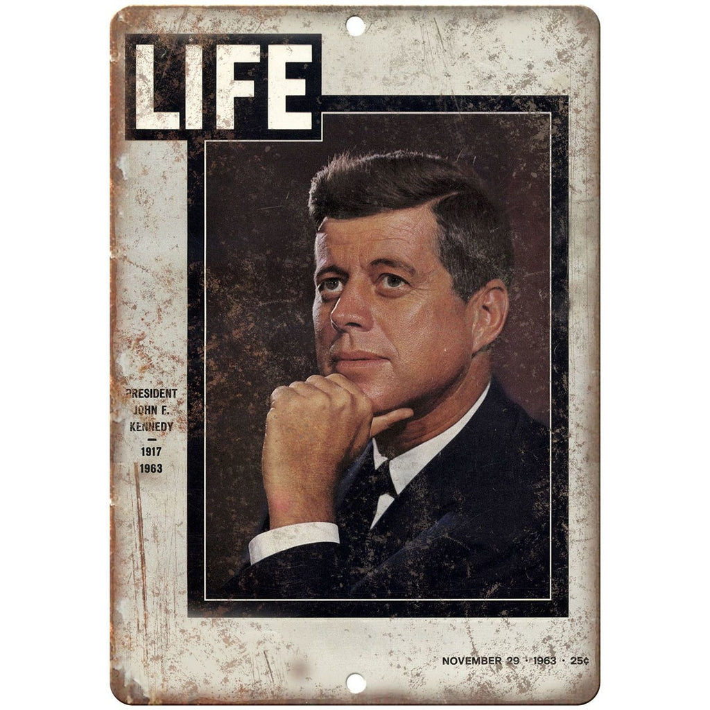 10" x 7" Metal Sign - 1962 LIFE Magazine JFK - Vintage Look Reproduction