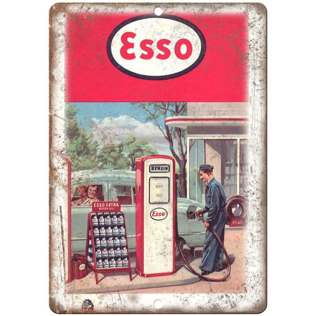 Esso Gas Station Mortor Oil Map Cover 10" x 7" Reproduction Metal Sign A134