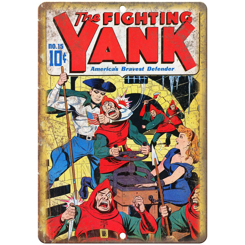 The Fighting Yank No 15 Comic Book Cover 10" x 7" Reproduction Metal Sign J599