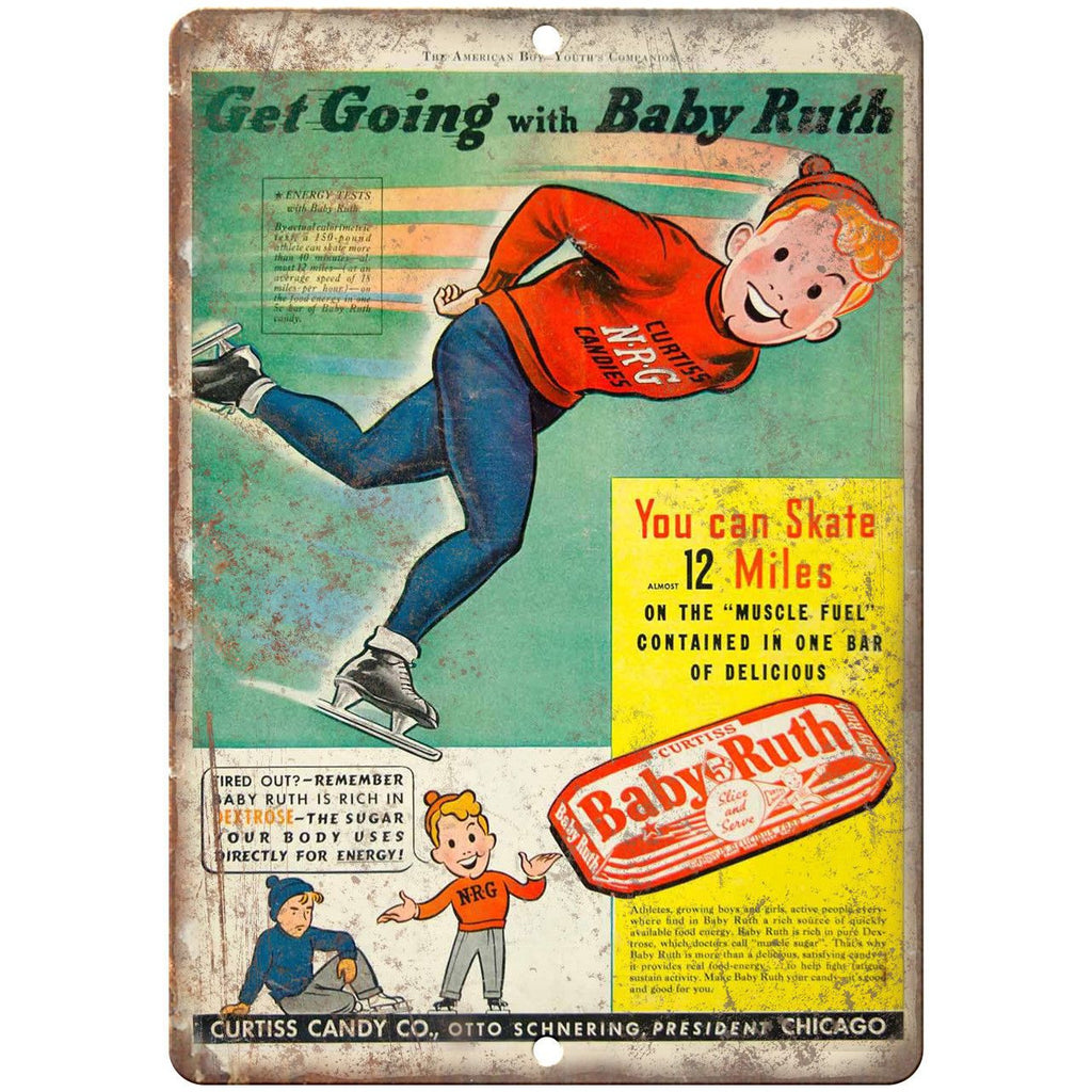 Baby Ruth Curtiss Candy Chicago Ad 10" X 7" Reproduction Metal Sign N331