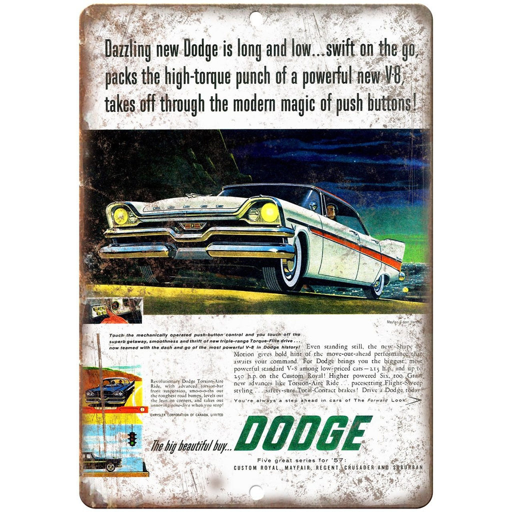 1957 Dodge Mayfair Vintage Advertising 9" x 12" Reproduction Metal Sign